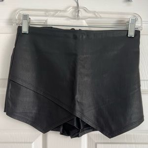 Black leather skort